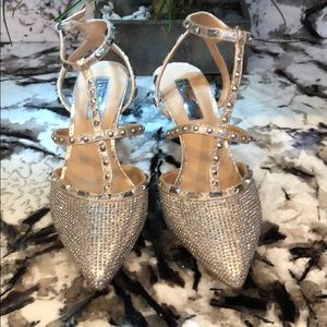 I.NC. Silver Studded Carma2 Kitten Heels 7.5